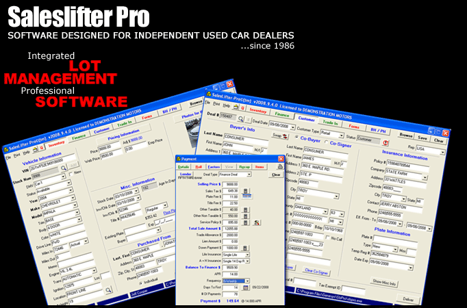 Genesys Systems Saleslifter Pro Integrated Lot Management Software Used Car Dealer Software Finance Cash Buy Here Pay Here Inventory Control